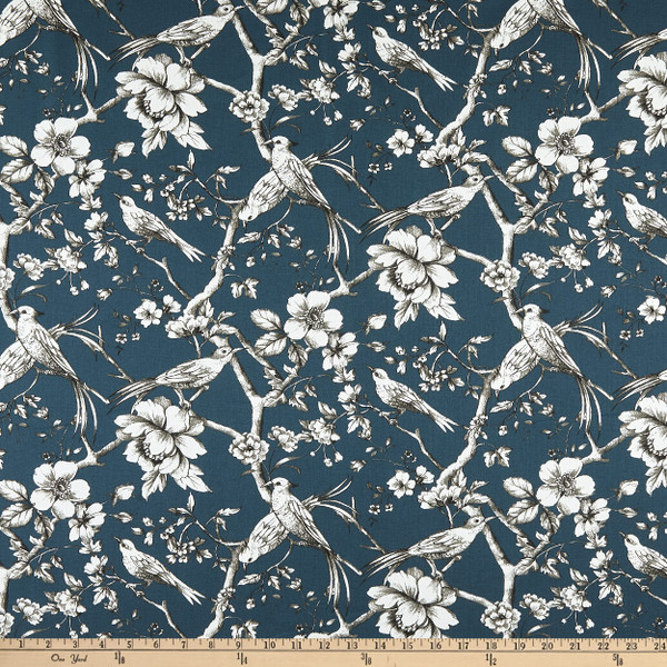 STOF France Fauvette Sateen Duck Petrole | Medium Weight Duck, Sateen Fabric | Home Decor Fabric | 55" Wide