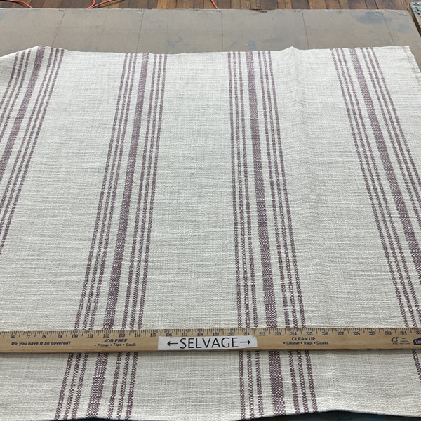 Hobie Stripe Linen Boysenberry | Very Heavyweight Linen Fabric | Home Decor Fabric | 54" Wide