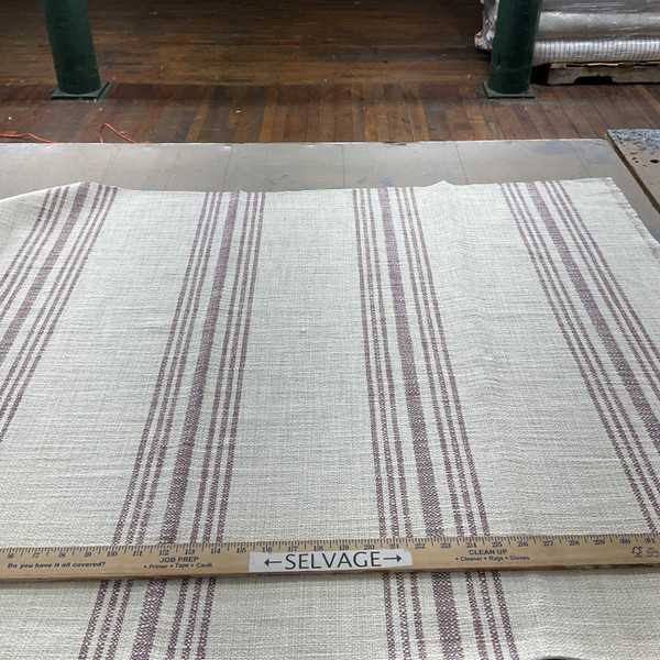 Hobie Stripe Linen Boysenberry | Very Heavyweight Linen Fabric | Home Decor Fabric | 54" Wide