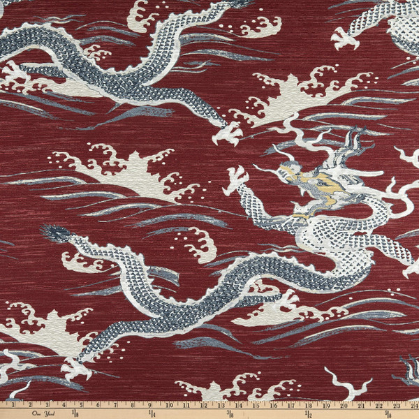 Fergy Dragon Print Woven Redstone | Medium Weight Woven Fabric | Home ...