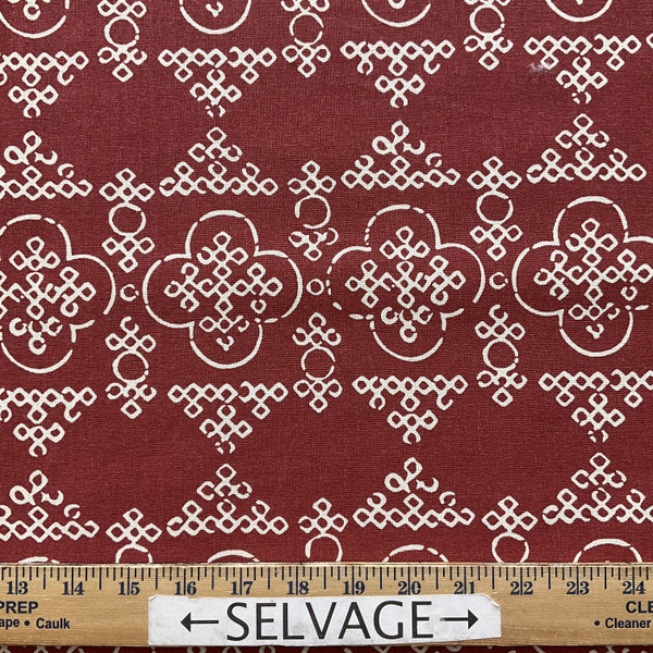 Laura & Kiran Bandhani Print Duck Venetian Red | Medium Weight Duck Fabric | Home Decor Fabric | 56" Wide