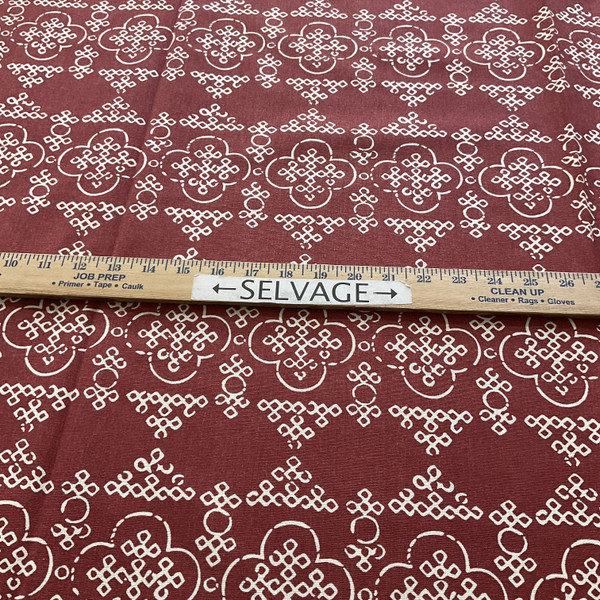 Laura & Kiran Bandhani Print Duck Venetian Red | Medium Weight Duck Fabric | Home Decor Fabric | 56" Wide