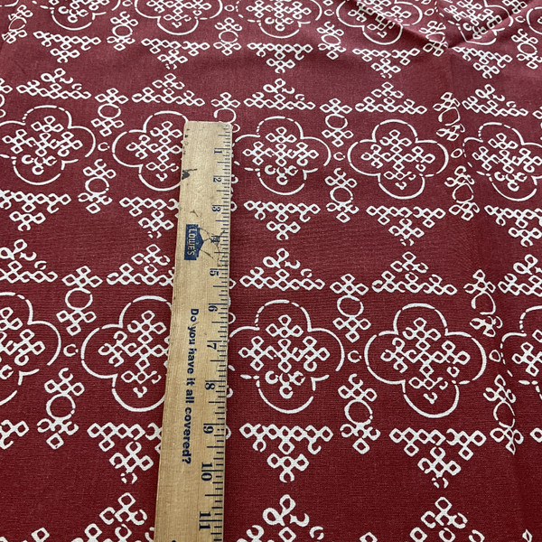 Laura & Kiran Bandhani Print Duck Venetian Red | Medium Weight Duck Fabric | Home Decor Fabric | 56" Wide