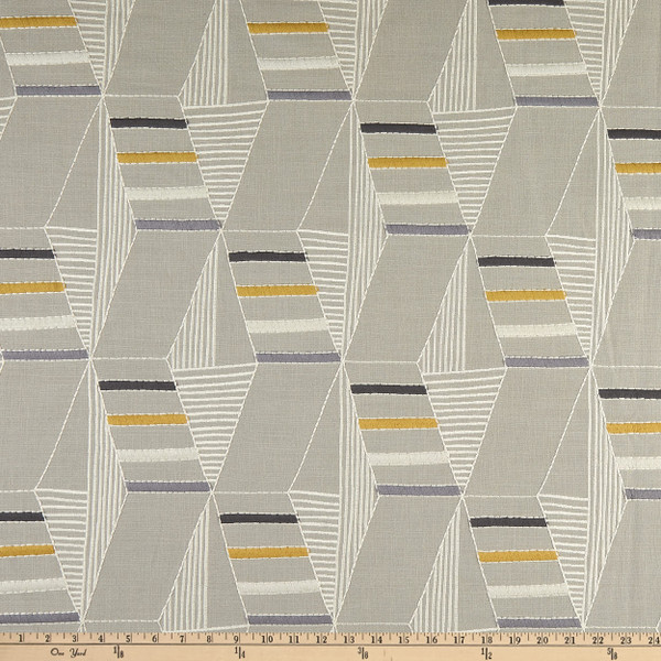 tfa Grand Scheme Embroidered Battleship | Medium/Heavyweight Duck Fabric | Home Decor Fabric | 54.75" Wide