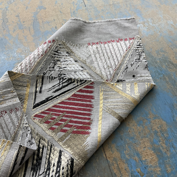 tfa Good Life Embroidered Duck Slate | Medium/Heavyweight Duck Fabric | Home Decor Fabric | 54" Wide