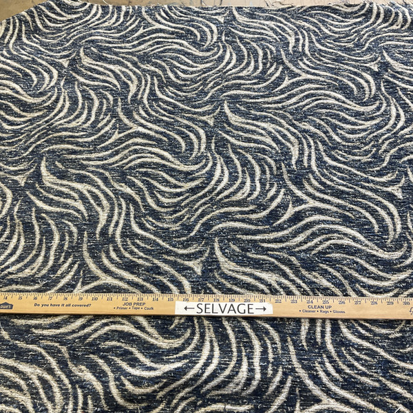 tfa To The Touch Chenille Jacquard Navy | Very Heavyweight Chenille, Jacquard Fabric | Home Decor Fabric | 56" Wide