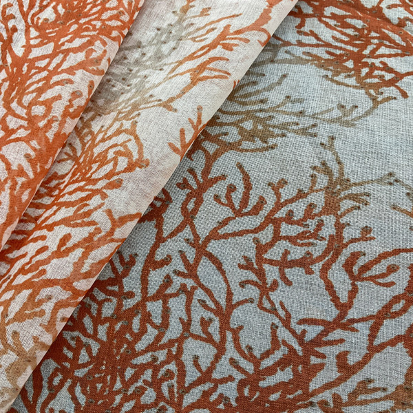 STOF France Caledonie Sheer Voile Corail | Very Lightweight Voile Fabric | Home Decor Fabric | 55" Wide