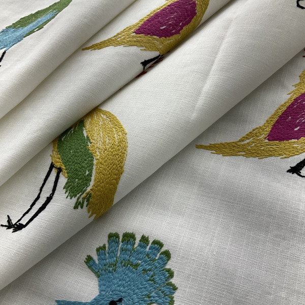tfa Birds Of A Feather Embroidered Carnival | Medium/Heavyweight Duck Fabric | Home Decor Fabric | 54.5" Wide