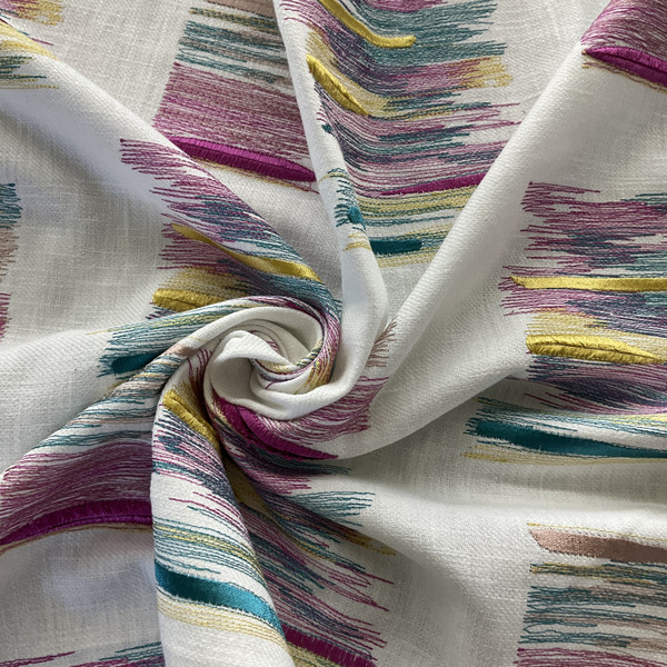 tfa Change It Up Embroidered Fuchsia | Medium/Heavyweight Duck Fabric | Home Decor Fabric | 53.6" Wide