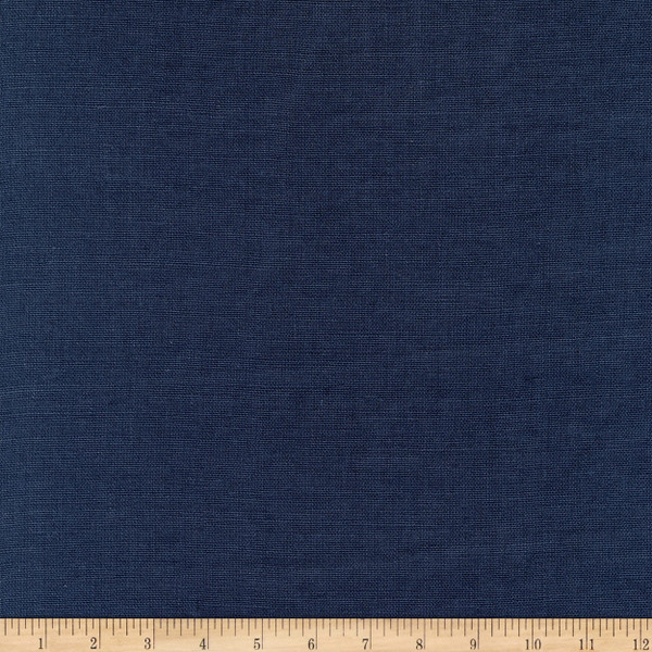 8.4 Oz Tumbled/Washed Belgian 100% Linen Navy | Medium/Heavyweight Linen Fabric | Home Decor Fabric | 55" Wide