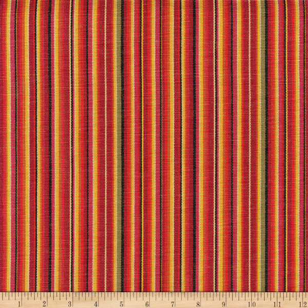 Laura & Kiran Yarn Dyed Outwest Bolivian Stripe Woven Red | Medium/Heavyweight Woven Fabric | Home Decor Fabric | 56" Wide