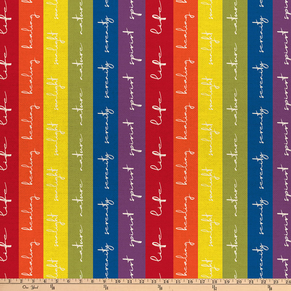 Multi EXCLUSIVE Mister Domestic Love is Love Canvas Pride Stripe Rainbow | Medium Weight Canvas, Quilting Cotton Fabric | Home Decor Fabric | 60" Wide | Pride | LGBTQ+