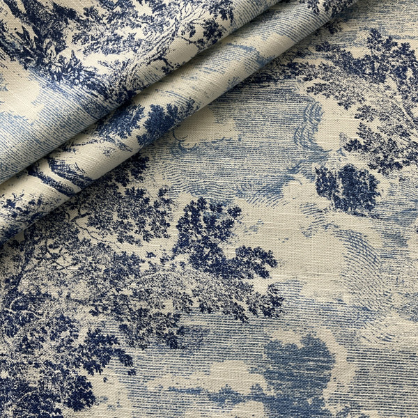 PKL Studio Serene Scenes Duck Sapphire | Medium Weight Duck Fabric | Home Decor Fabric | 54" Wide
