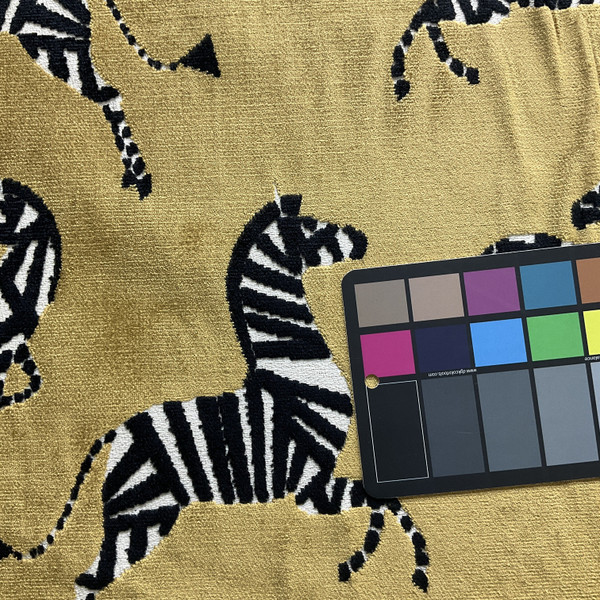 Farlowe Dancing Zebra Chenille Jacquard Saffron | Very Heavyweight Jacquard, Chenille Fabric | Home Decor Fabric | 54" Wide