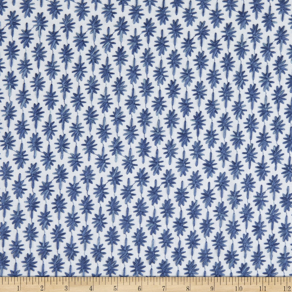 PKL Studio Crest Haven Embroidery Woven Porcelain | Heavyweight Duck Fabric | Home Decor Fabric | 54" Wide