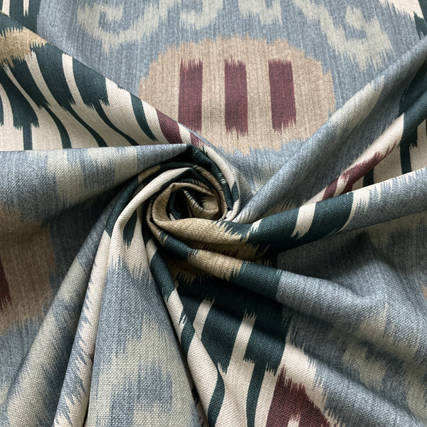 PKL Studio Connoisseur Byzantium Ikat Duck Teal | Medium Weight Duck Fabric | Home Decor Fabric | 54" Wide