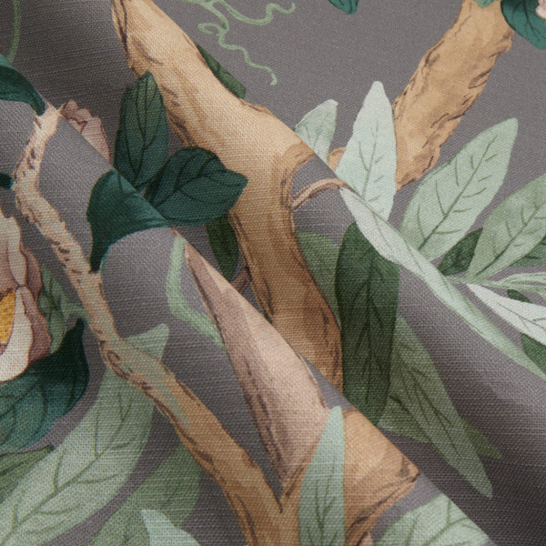 PKL Studio Connoisseur Kimono Vine Cotton Duck Pewter | Medium Weight Duck Fabric | Home Decor Fabric | 54" Wide