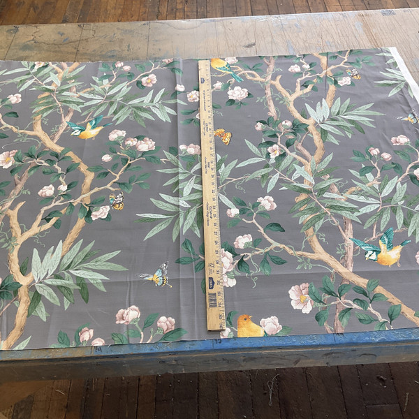 PKL Studio Connoisseur Kimono Vine Cotton Duck Pewter | Medium Weight Duck Fabric | Home Decor Fabric | 54" Wide