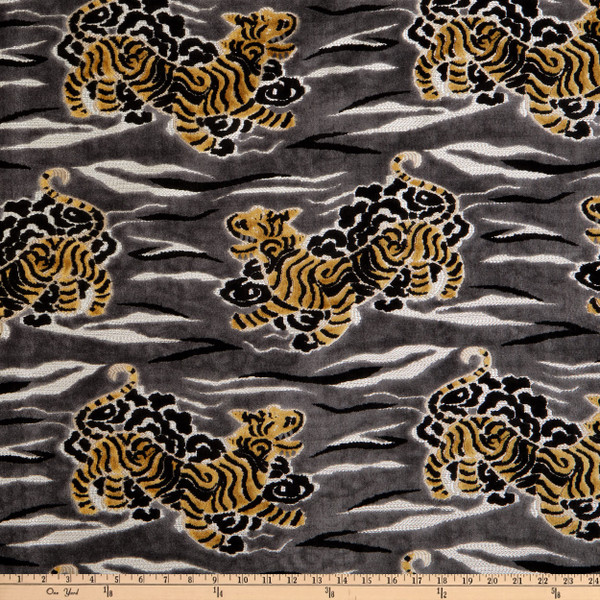 tfa Zen Master Embroidered Velvet Slate | Very Heavyweight Velvet Fabric | Home Decor Fabric | 56" Wide