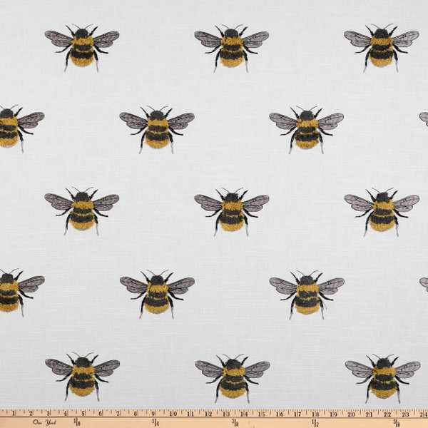 tfa Busy Bee Embroidered Slub Duck Honey | Medium/Heavyweight Duck Fabric | Home Decor Fabric | 54" Wide