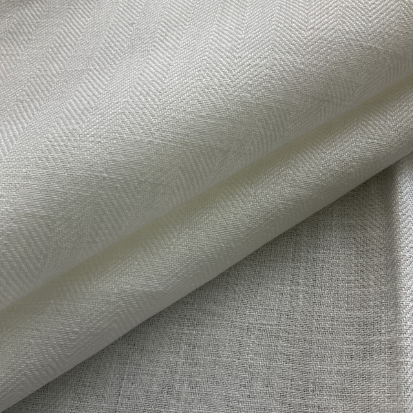 Number One Textiles Herringbone Linen Cream | Medium/Heavyweight Linen Fabric | Home Decor Fabric | 54" Wide