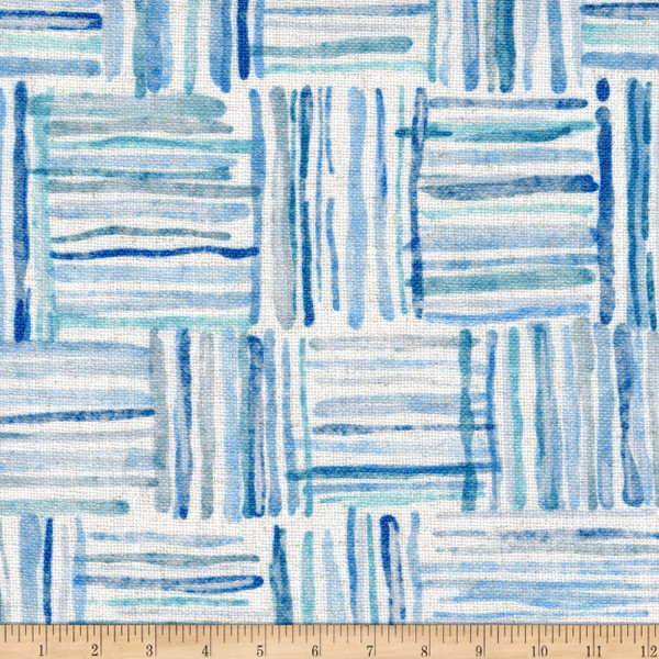 Modern Coastal Riot Tidal Donegal Woven Blue | Heavyweight Woven Fabric | Home Decor Fabric | 54" Wide