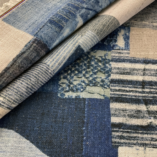 Global Geos Shashiko Patch Donegal Woven Denim | Heavyweight Woven Fabric | Home Decor Fabric | 54" Wide