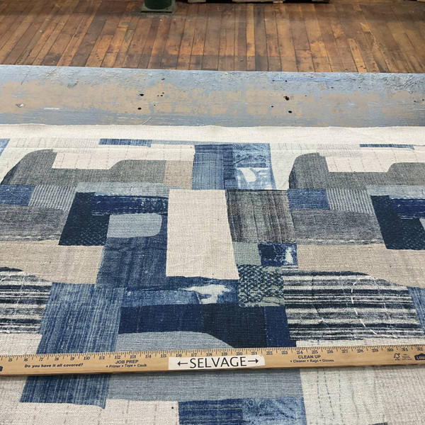 Global Geos Shashiko Patch Donegal Woven Denim | Heavyweight Woven Fabric | Home Decor Fabric | 54" Wide