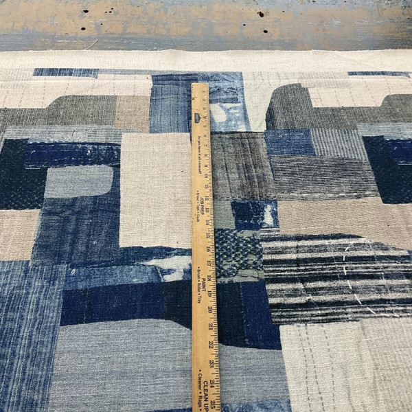 Global Geos Shashiko Patch Donegal Woven Denim | Heavyweight Woven Fabric | Home Decor Fabric | 54" Wide