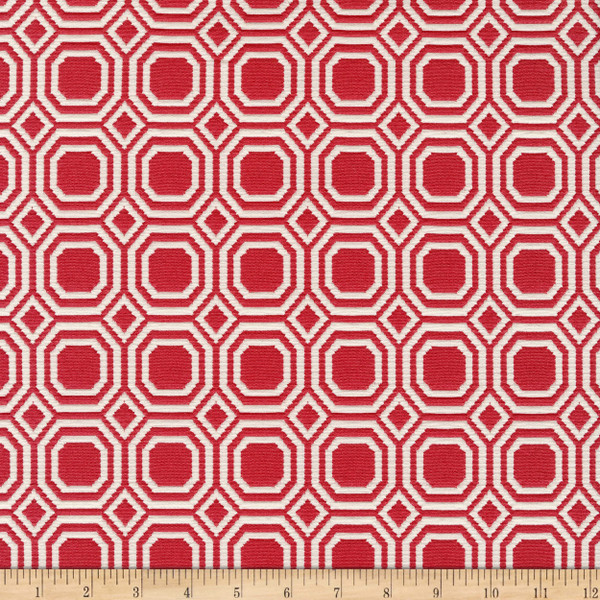 Blair Octagon Matelasse Geranium | Heavyweight Matelasse Fabric | Home Decor Fabric | 54" Wide