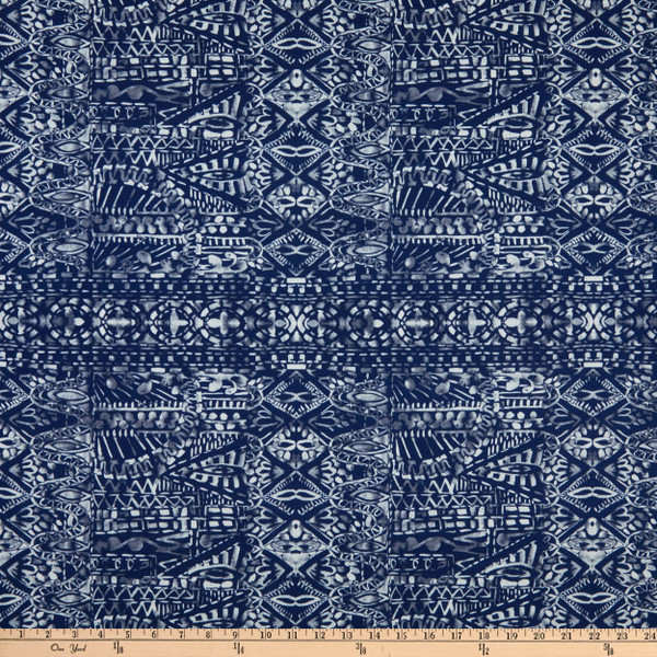 Terrasol Outdoor Global Patchwork Indigo | Medium Weight Outdoor Fabric | Home Decor Fabric | 54" Wide