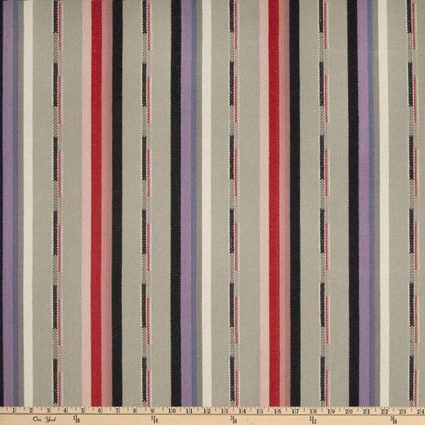 Laura & Kiran Black Trail Stripe Woven Twill Flax Multi | Heavyweight Woven, Twill Fabric | Home Decor Fabric | 56" Wide