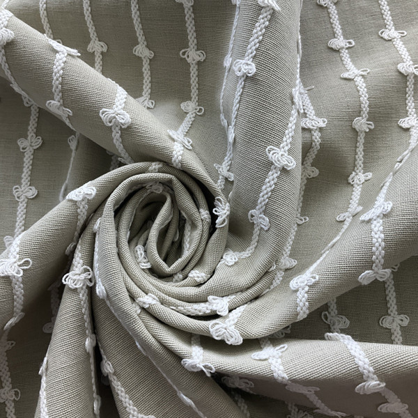 PKL Studio Woven Loops Embroidered Duck Twine | Heavyweight Duck Fabric | Home Decor Fabric | 54" Wide