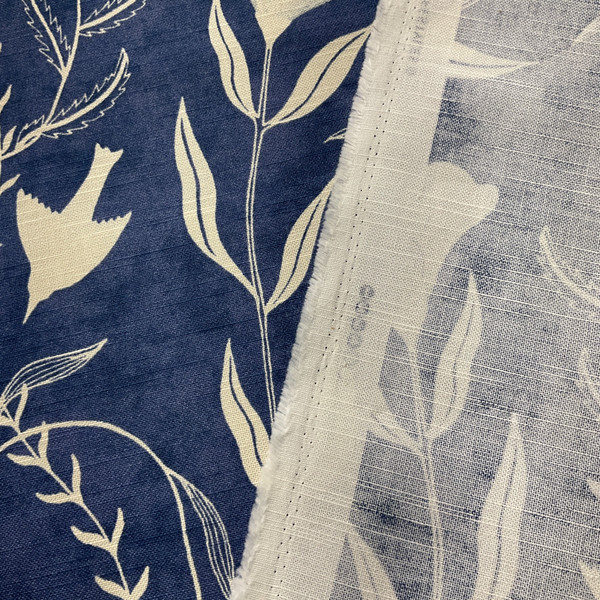 Elana Gabrielle Birdsong Slub Duck Bluebell | Medium Weight Duck Fabric | Home Decor Fabric | 54" Wide