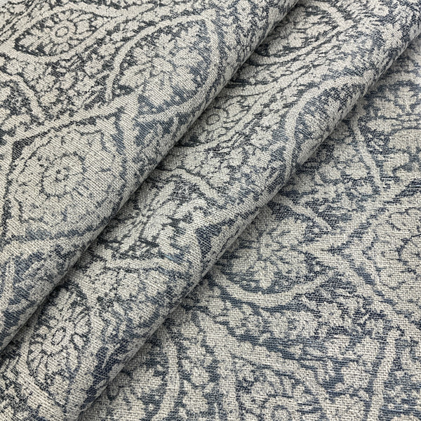 PKL Studio Damask Foliage Woven Jacquard Indigo | Medium Weight Jacquard, Woven Fabric | Home Decor Fabric | 54" Wide