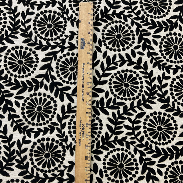 P/K Lifestyles Flock Botanical Linen Blend Black | Medium/Heavyweight Woven, Linen Fabric | Home Decor Fabric | 59" Wide