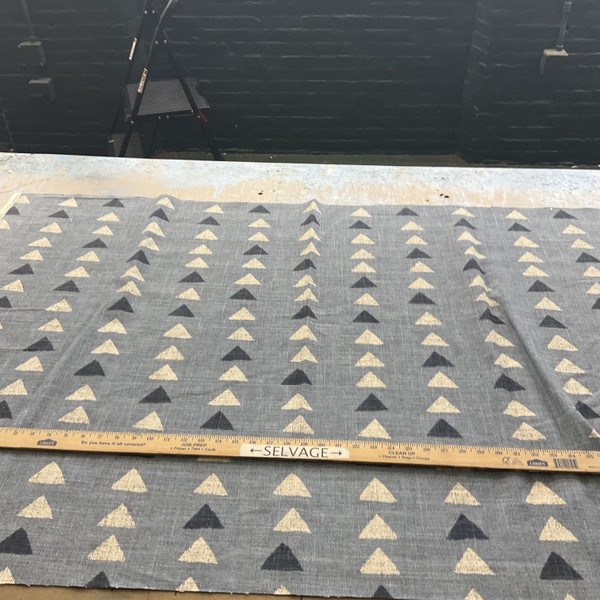 PKL Studio Nomadic Triangle Basketweave Blue Smoke | Medium/Heavyweight Basketweave Fabric | Home Decor Fabric | 54" Wide