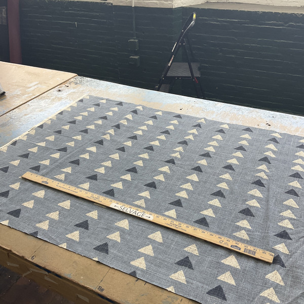 PKL Studio Nomadic Triangle Basketweave Blue Smoke | Medium/Heavyweight Basketweave Fabric | Home Decor Fabric | 54" Wide