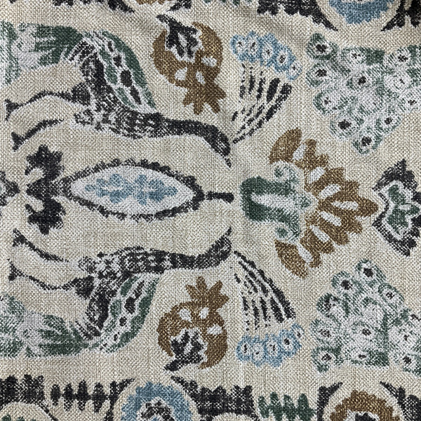 PKL Studio Peacock Parade Slub Duck Espresso | Medium Weight Duck Fabric | Home Decor Fabric | 54" Wide