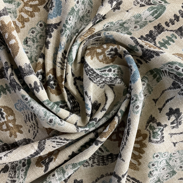 PKL Studio Peacock Parade Slub Duck Espresso | Medium Weight Duck Fabric | Home Decor Fabric | 54" Wide