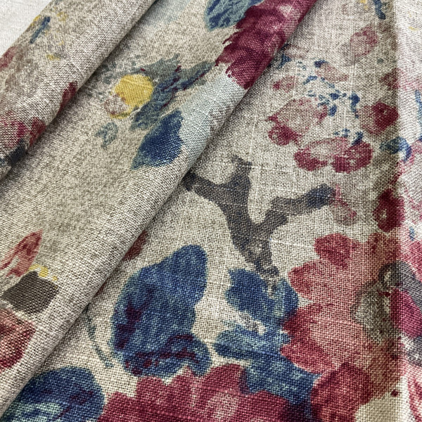 Linen Waverly Nora Floral Slub Duck Linen | Medium Weight Duck Fabric | Home Decor Fabric | 54" Wide
