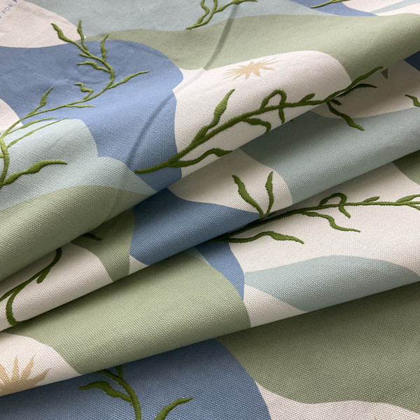 Elana Gabrielle Washed Ashore Embroidery Duck Meadow | Heavyweight Duck Fabric | Home Decor Fabric | 54" Wide