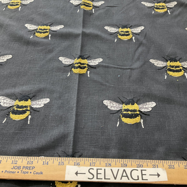 tfa Busy Bee Duck Embroidered Charcoal | Home Decor Fabric | 51" Wide