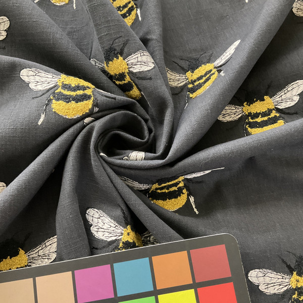 tfa Busy Bee Duck Embroidered Charcoal | Home Decor Fabric | 51" Wide