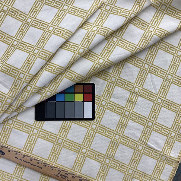 Bella Dura Home Indoor/Outdoor Performance Fair And Square Woven Lemon Yellow  | Home Decor Fabric | 54" Wide
