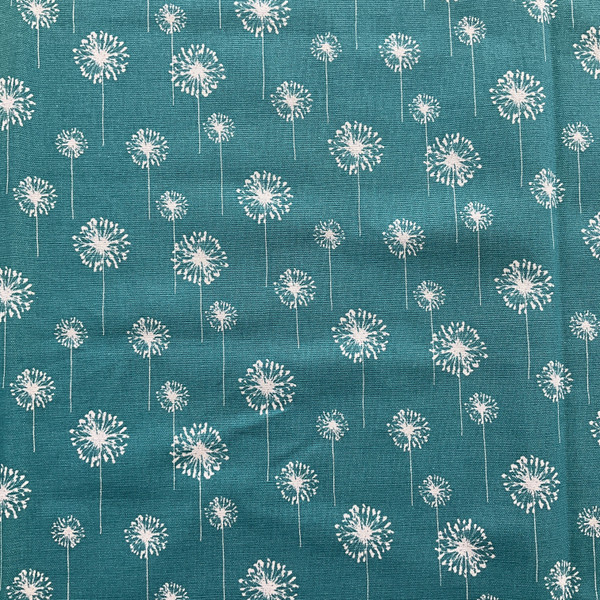 Cream/Blue Premier Prints Small DandelionTrue Turquoise | Home Decor Fabric | 54" Wide