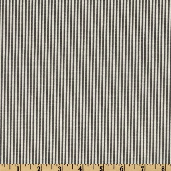 Magnolia Home Oxford Stripe Charcoal | Medium Weight Duck Fabric | Home Decor Fabric