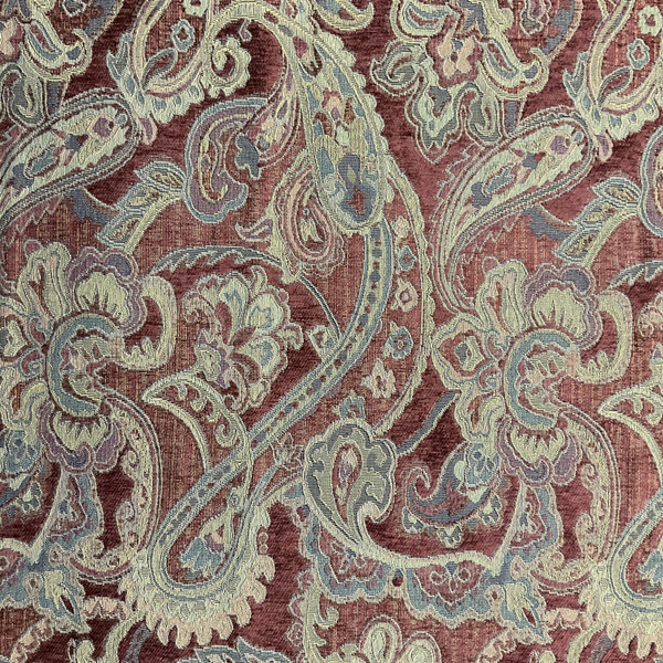 4.75 Yard Piece of Liza in Rouge | Jacquard Upholstery Fabric | Jacobean Floral in Red / Blue / Gold | 54" Wide | By the Yard