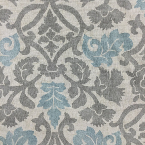 5 Yard Piece of Floral Damask Fabric in Blue / Grey / Off White | Home Decor / Drapery | 54" Wide | By the Yard | Anika in Spa