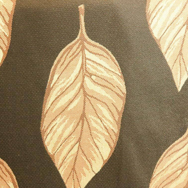 1.325 Yard Piece of Big Gold Leaves Dark Brown Damask Upholstery Drapery Fabric By The Yard 54"W